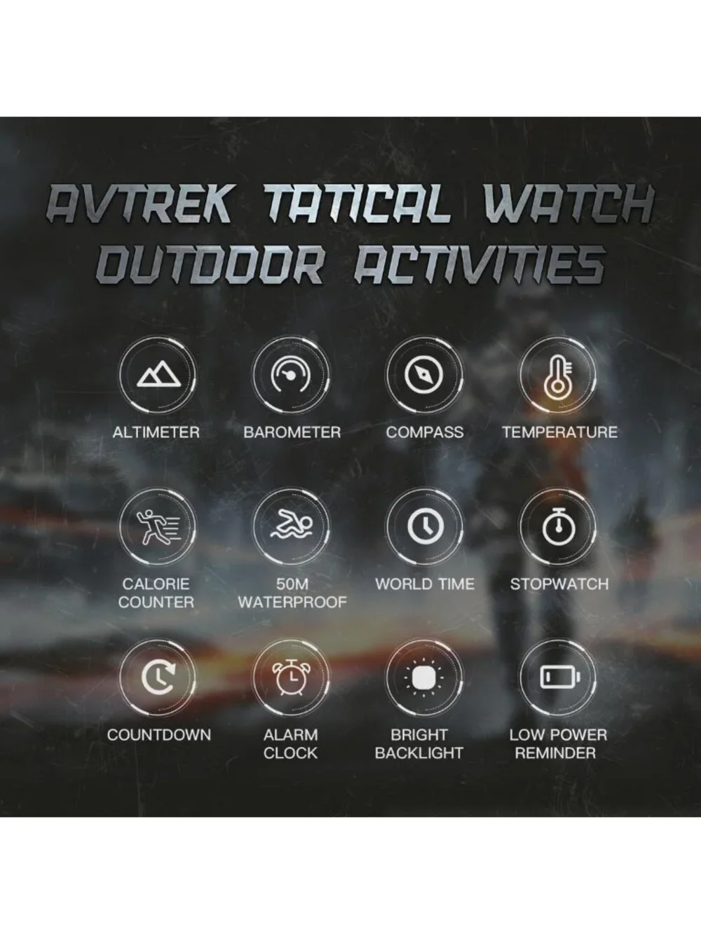 Rugged Digital Hiking Watch for Men | Altimeter, Compass, Waterproof, Pedometer